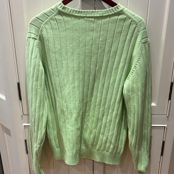 Light Green V-Neck Cotton Sweater - Picture 4 of 4